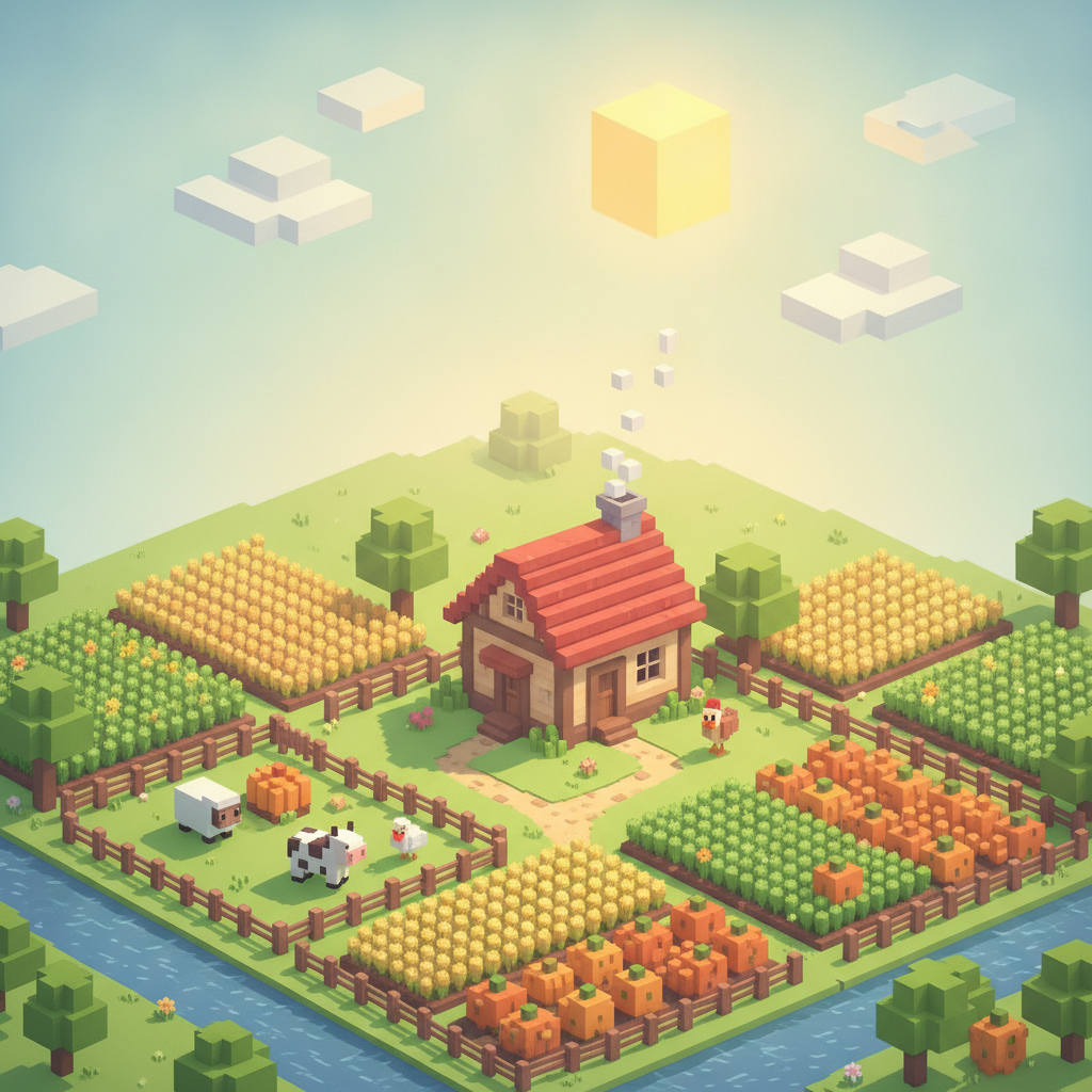 Teaser image for an unannounced upcoming cozy farming simulator game.