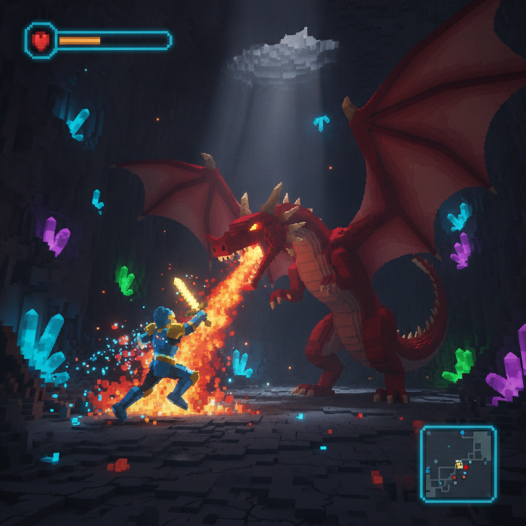 Portfolio item showcasing an action-adventure RPG game developed by Voxel Quest.