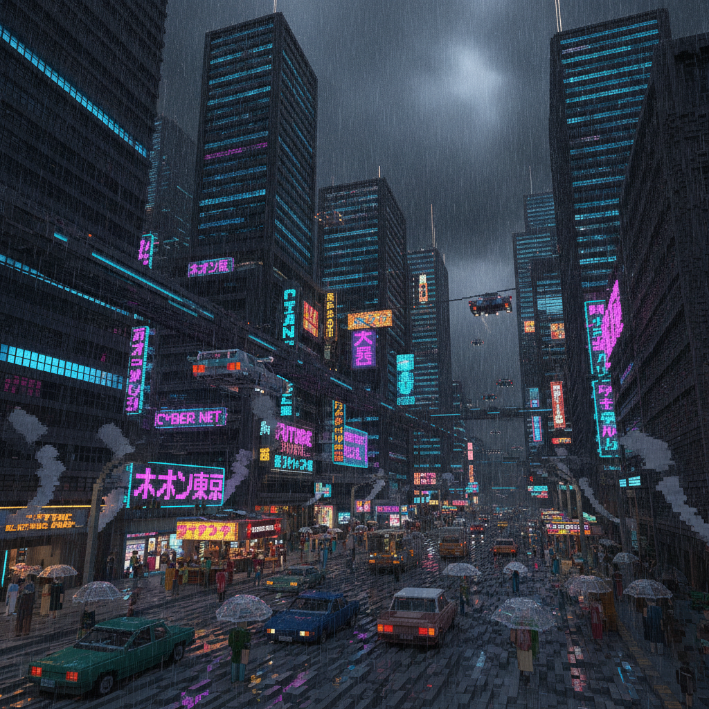Portfolio item showcasing a cyberpunk neon city runner game.