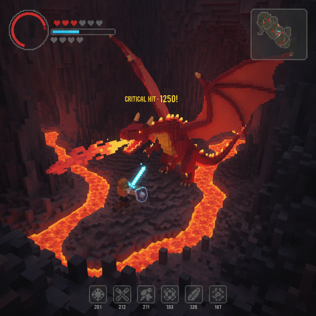 A screenshot mockup of an RPG game created by Voxel Quest Games to show in their portfolio gallery.