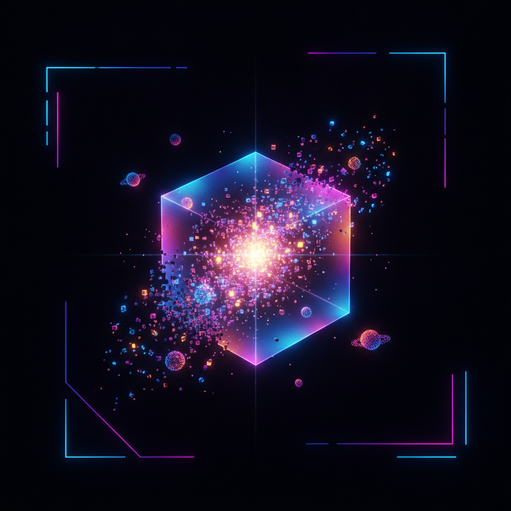 An abstract illustration representing the studio's mission of building infinite virtual worlds and fostering creativity.
